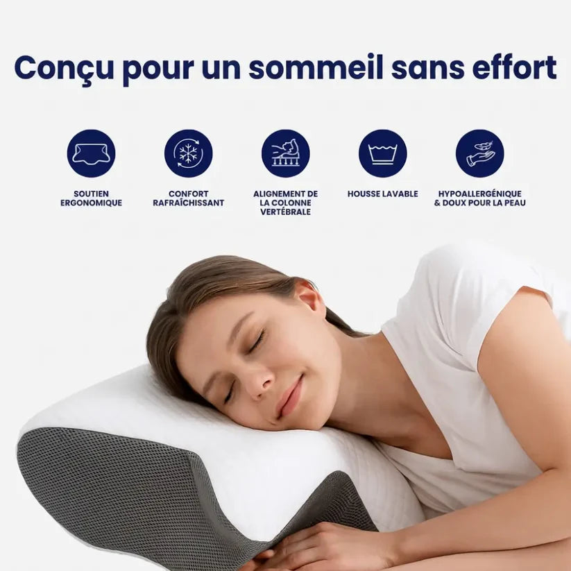 Yveria – Oreiller cervical anti-douleurs & sommeil réparateur