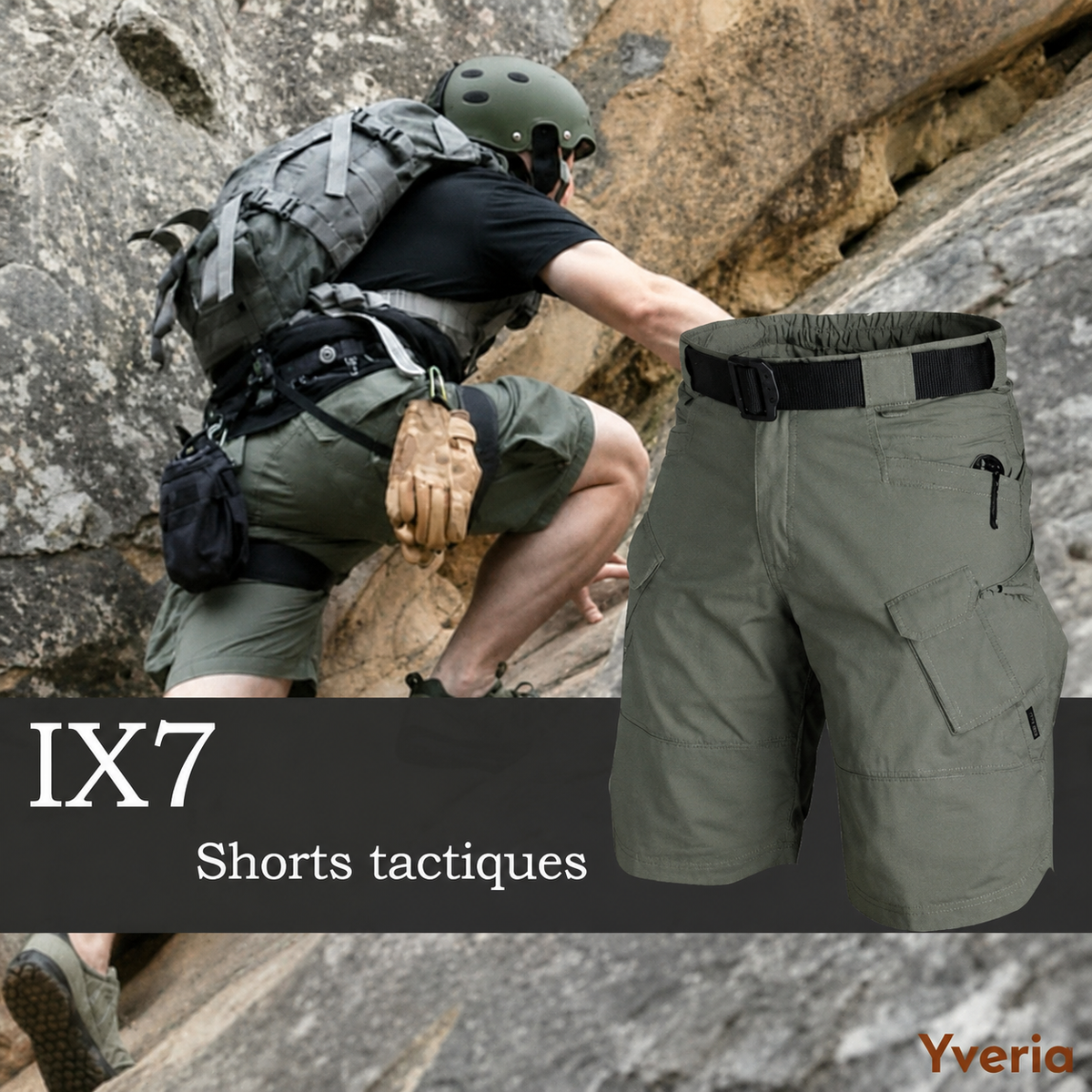 Yveria - Le Short Cargo Extensible, Imperméable et Plein de Poches