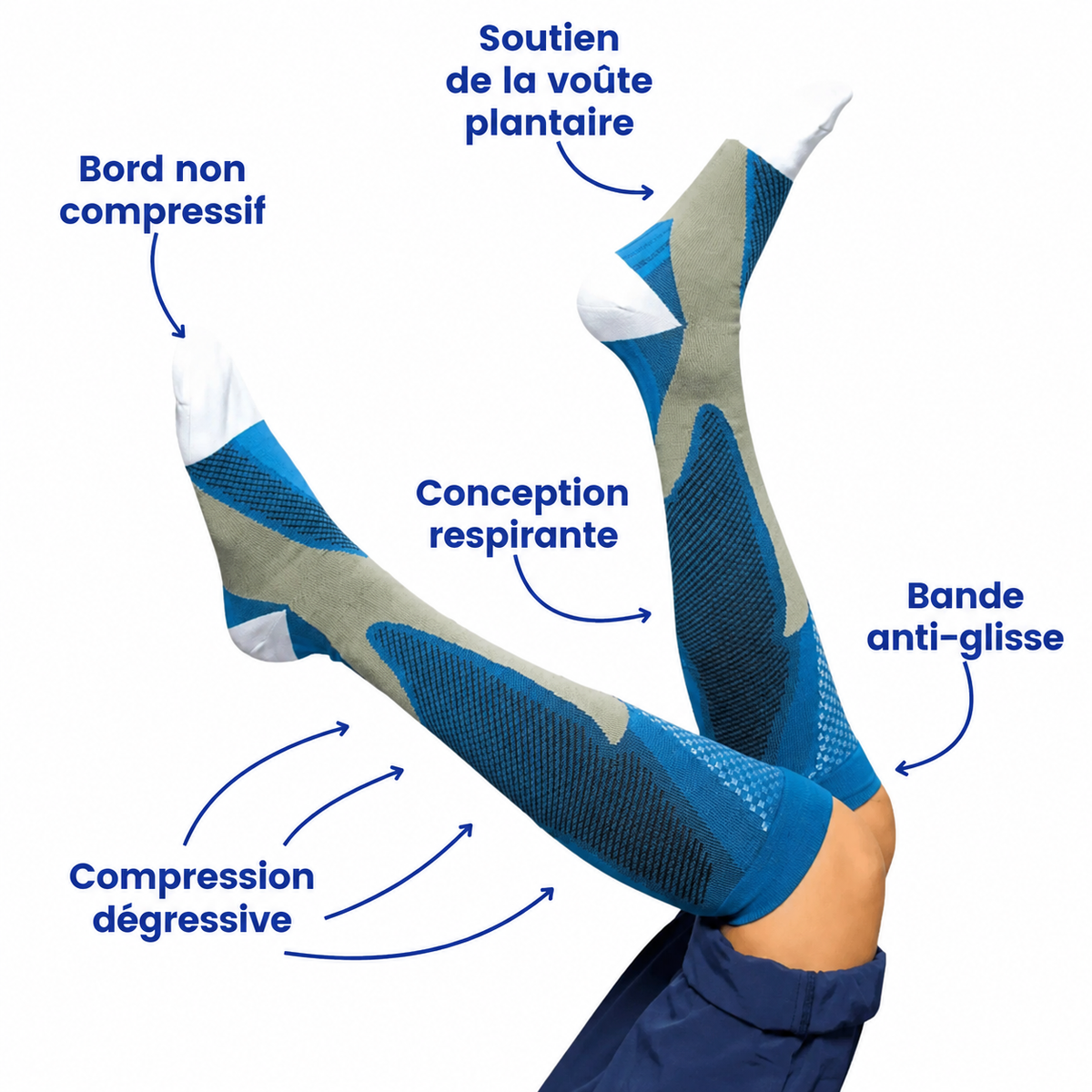 Yveria – Chaussettes de Compression, Jambes Légères