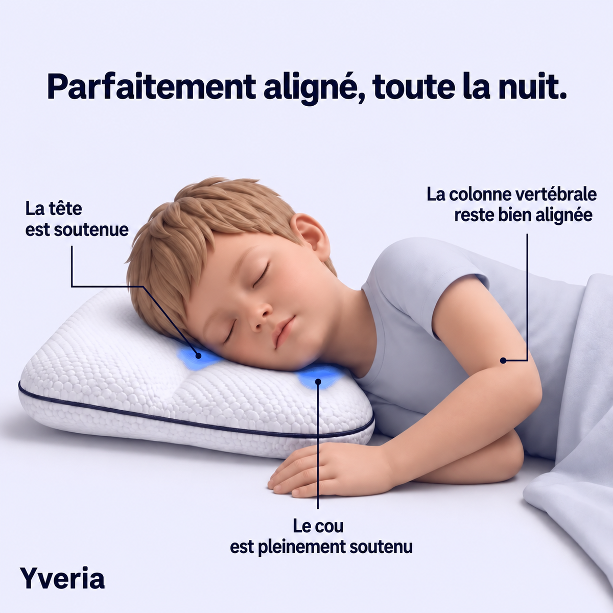 Yveria – Oreiller Orthopédique Enfant, Fini les Nuits Difficiles