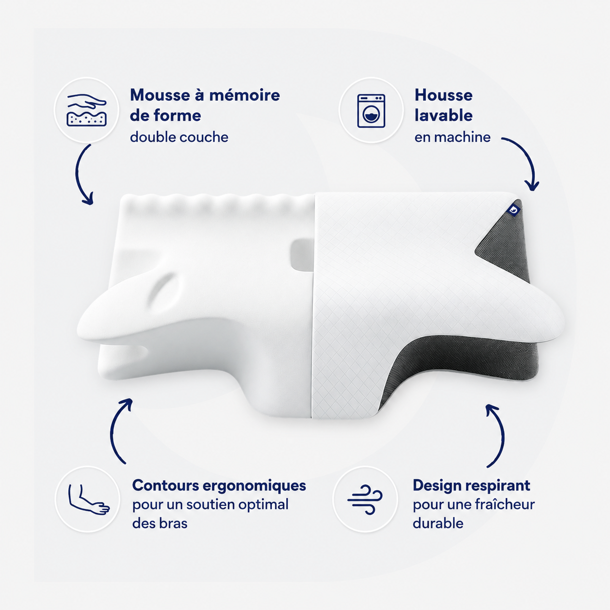 Yveria – Oreiller cervical anti-douleurs & sommeil réparateur